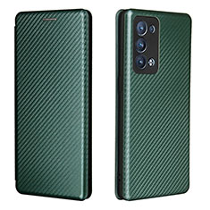 Funda de Cuero Cartera con Soporte Carcasa L02Z para Oppo Reno6 Pro 5G Verde