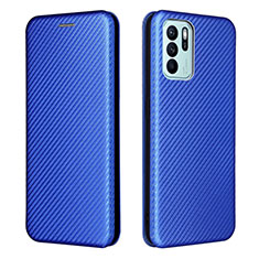 Funda de Cuero Cartera con Soporte Carcasa L02Z para Oppo Reno6 Z 5G Azul