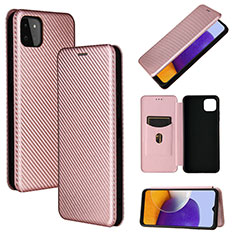 Funda de Cuero Cartera con Soporte Carcasa L02Z para Samsung Galaxy F42 5G Oro Rosa