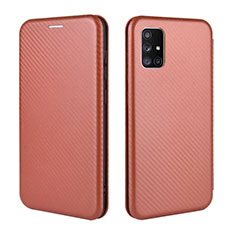 Funda de Cuero Cartera con Soporte Carcasa L02Z para Samsung Galaxy M51 Marron