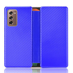 Funda de Cuero Cartera con Soporte Carcasa L02Z para Samsung Galaxy Z Fold2 5G Azul