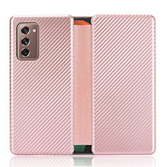 Funda de Cuero Cartera con Soporte Carcasa L02Z para Samsung Galaxy Z Fold2 5G Oro Rosa