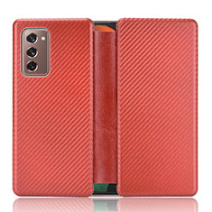 Funda de Cuero Cartera con Soporte Carcasa L02Z para Samsung Galaxy Z Fold2 5G Rojo