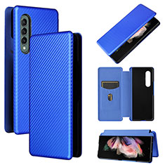 Funda de Cuero Cartera con Soporte Carcasa L02Z para Samsung Galaxy Z Fold3 5G Azul