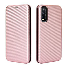 Funda de Cuero Cartera con Soporte Carcasa L02Z para Vivo Y20s Oro Rosa