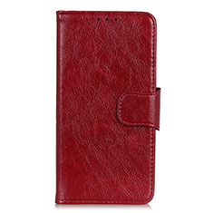 Funda de Cuero Cartera con Soporte Carcasa L03 para Alcatel 1S (2019) Rojo