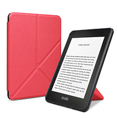 Funda de Cuero Cartera con Soporte Carcasa L03 para Amazon Kindle 6 inch Rojo