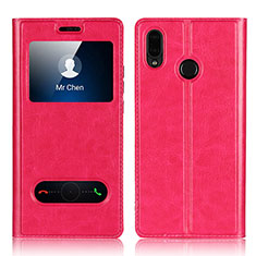 Funda de Cuero Cartera con Soporte Carcasa L03 para Huawei Nova 3e Rosa Roja