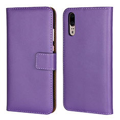 Funda de Cuero Cartera con Soporte Carcasa L03 para Huawei P20 Morado