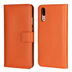 Funda de Cuero Cartera con Soporte Carcasa L03 para Huawei P20 Naranja