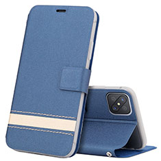 Funda de Cuero Cartera con Soporte Carcasa L03 para Oppo A92s 5G Azul