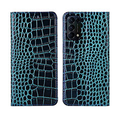 Funda de Cuero Cartera con Soporte Carcasa L03 para Oppo Reno5 5G Azul