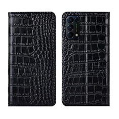 Funda de Cuero Cartera con Soporte Carcasa L03 para Oppo Reno5 Pro 5G Negro