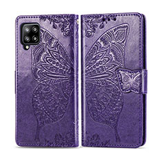 Funda de Cuero Cartera con Soporte Carcasa L03 para Samsung Galaxy A42 5G Morado