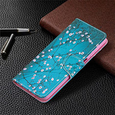 Funda de Cuero Cartera con Soporte Carcasa L03 para Samsung Galaxy M12 Azul Cielo