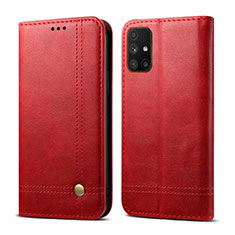 Funda de Cuero Cartera con Soporte Carcasa L03 para Samsung Galaxy M51 Rojo