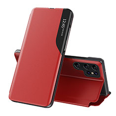 Funda de Cuero Cartera con Soporte Carcasa L03 para Samsung Galaxy S23 Ultra 5G Rojo
