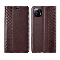 Funda de Cuero Cartera con Soporte Carcasa L03 para Xiaomi Mi 11 5G Marron