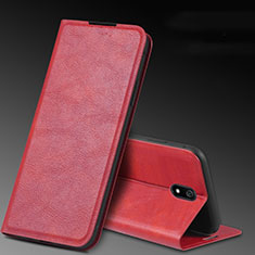 Funda de Cuero Cartera con Soporte Carcasa L03 para Xiaomi Redmi 8A Rojo