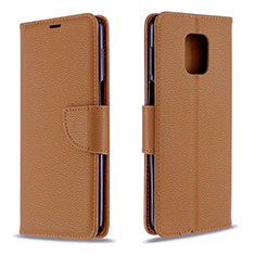 Funda de Cuero Cartera con Soporte Carcasa L03 para Xiaomi Redmi Note 9 Pro Max Marron