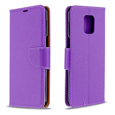 Funda de Cuero Cartera con Soporte Carcasa L03 para Xiaomi Redmi Note 9 Pro Morado