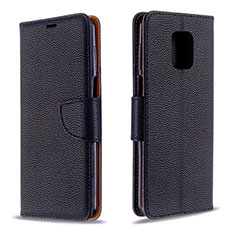 Funda de Cuero Cartera con Soporte Carcasa L03 para Xiaomi Redmi Note 9 Pro Negro