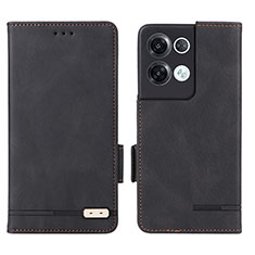 Funda de Cuero Cartera con Soporte Carcasa L03Z para Oppo Reno8 Pro 5G Negro