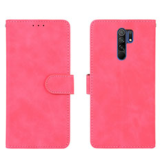 Funda de Cuero Cartera con Soporte Carcasa L03Z para Xiaomi Redmi 9 Rosa Roja