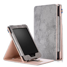 Funda de Cuero Cartera con Soporte Carcasa L04 para Amazon Kindle Paperwhite 6 inch Gris