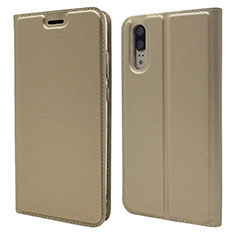 Funda de Cuero Cartera con Soporte Carcasa L04 para Huawei P20 Oro