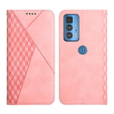 Funda de Cuero Cartera con Soporte Carcasa L04 para Motorola Moto Edge 20 Pro 5G Rosa