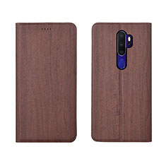 Funda de Cuero Cartera con Soporte Carcasa L04 para Oppo A11 Marron