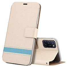 Funda de Cuero Cartera con Soporte Carcasa L04 para Oppo A72 Oro