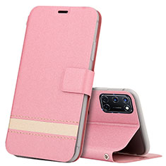 Funda de Cuero Cartera con Soporte Carcasa L04 para Oppo A92 Rosa