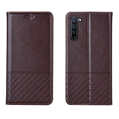 Funda de Cuero Cartera con Soporte Carcasa L04 para Oppo F15 Marron