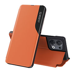 Funda de Cuero Cartera con Soporte Carcasa L04 para Oppo Reno8 5G Naranja