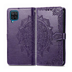 Funda de Cuero Cartera con Soporte Carcasa L04 para Samsung Galaxy F12 Morado