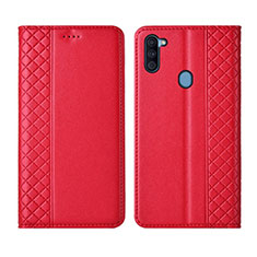 Funda de Cuero Cartera con Soporte Carcasa L04 para Samsung Galaxy M11 Rojo