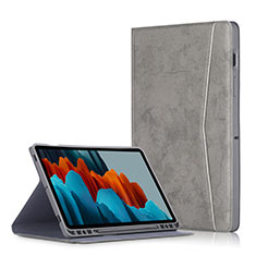 Funda de Cuero Cartera con Soporte Carcasa L04 para Samsung Galaxy Tab S7 Plus 5G 12.4 SM-T976 Gris