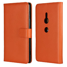 Funda de Cuero Cartera con Soporte Carcasa L04 para Sony Xperia XZ2 Naranja