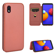 Funda de Cuero Cartera con Soporte Carcasa L04Z para Samsung Galaxy A01 Core Marron