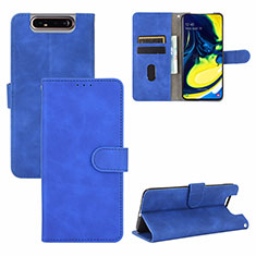 Funda de Cuero Cartera con Soporte Carcasa L04Z para Samsung Galaxy A80 Azul