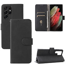 Funda de Cuero Cartera con Soporte Carcasa L04Z para Samsung Galaxy S21 Ultra 5G Negro