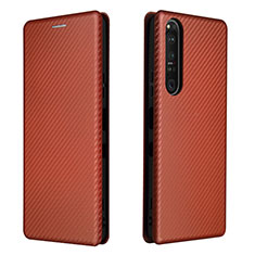 Funda de Cuero Cartera con Soporte Carcasa L04Z para Sony Xperia 1 III Marron