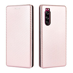 Funda de Cuero Cartera con Soporte Carcasa L04Z para Sony Xperia 5 Oro Rosa