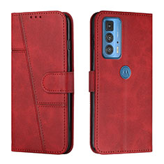 Funda de Cuero Cartera con Soporte Carcasa L05 para Motorola Moto Edge 20 Pro 5G Rojo