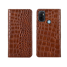 Funda de Cuero Cartera con Soporte Carcasa L05 para Oppo A53 Marron Claro