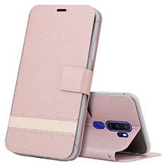 Funda de Cuero Cartera con Soporte Carcasa L05 para Oppo A9 (2020) Oro Rosa