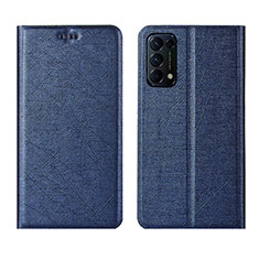 Funda de Cuero Cartera con Soporte Carcasa L05 para Oppo Reno5 5G Azul