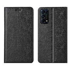 Funda de Cuero Cartera con Soporte Carcasa L05 para Oppo Reno5 5G Negro